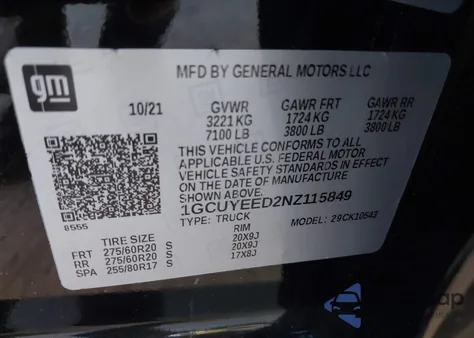 2022 Chevrolet Silverado 1500 Ltd 4Wd Short Bed Rst z USA, uszkodzony, nr VIN 1GCUYEED2NZ115849